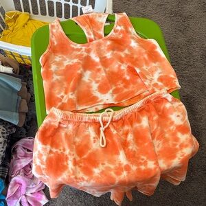Aerie Orange Tie-Dye Pajama Set